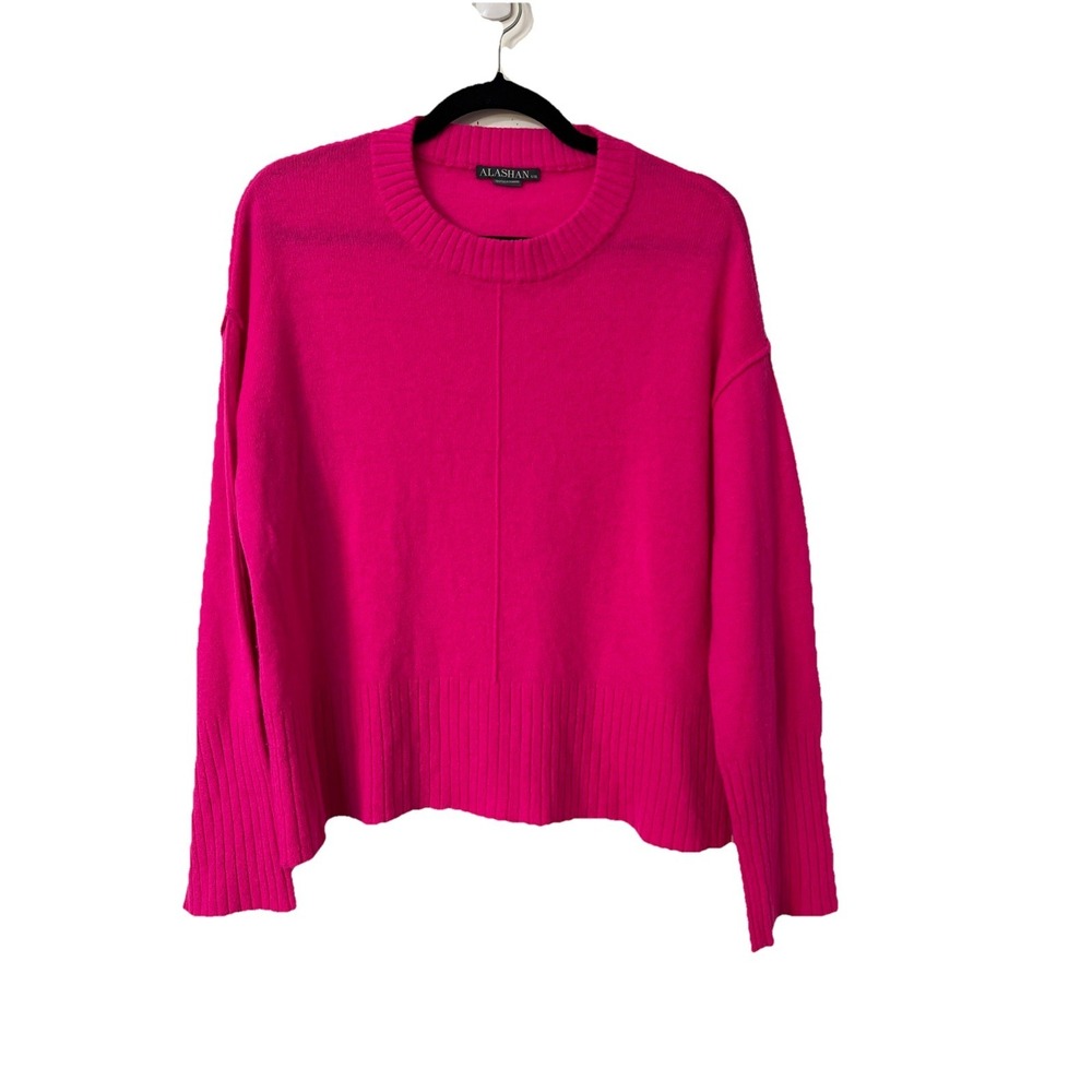 Alashan Women's 100% Cashmere Pink Crewneck Pullover Size L/XL Preppy Luxury